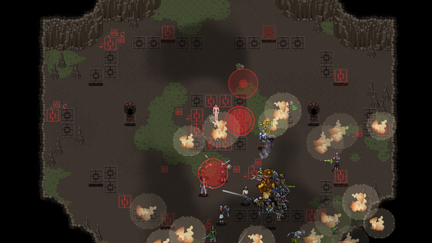 Thargrim the Hollow King battles a raid amid cave-ins and falling rock in the deep caverns